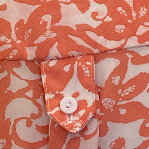 XTaren Cream, Tangerine Parsons Collar Blouse,  Variable Length Sleeves, Size L - Picture 7 of 8